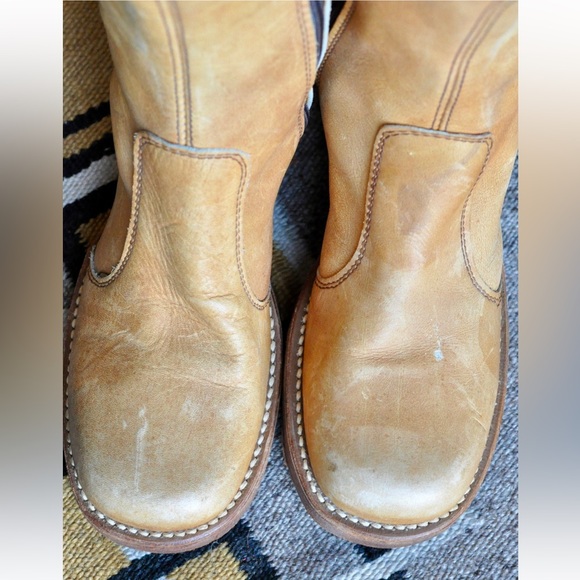 Vintage 70s frye banana leather campus boots zip up square toe - Picture 6 of 8